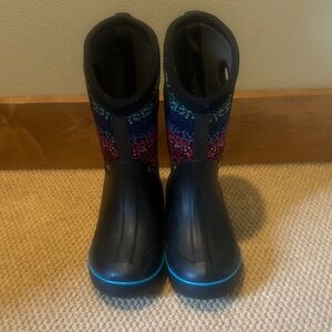 Bogs Black and Multicolor Kids Rain Boots